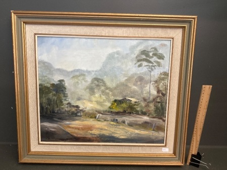 Australian Landscape Oil on Board Sign S. Walkerpea