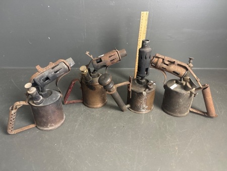 4 Assorted Vintage Kerosene Blow Torches