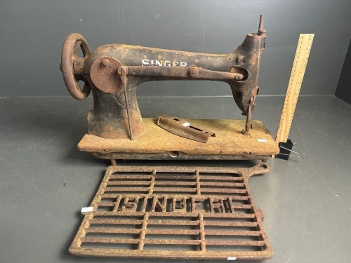 Antique Singer Sewing Machine with Machine Treadle