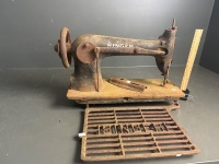 Antique Singer Sewing Machine with Machine Treadle - 2