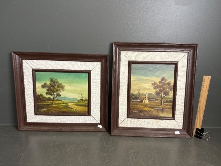 2 Framed Oil on Board Landscape Artworks