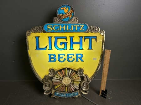 Schlitz Light Beer Special Lager back lit sign