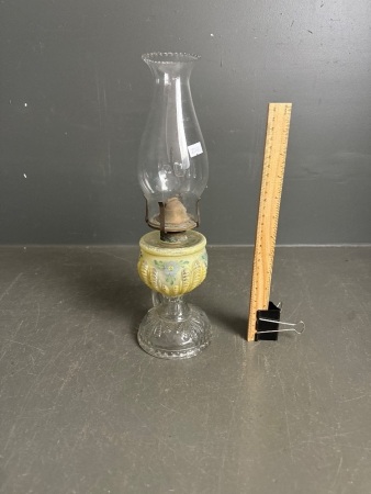 Vintage oil lamp with painted glass font