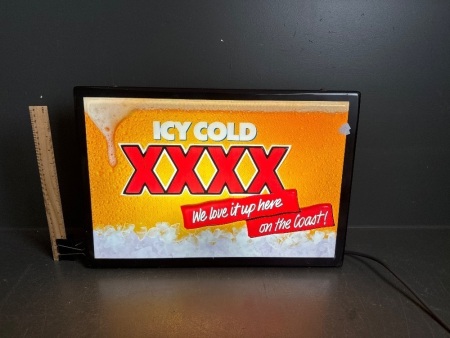 XXXX Gold backlit perspex bar sign