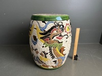 Dragon scene ceramic Asian stool/stand - 2