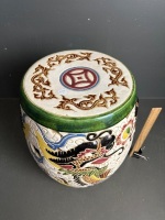 Dragon scene ceramic Asian stool/stand - 3