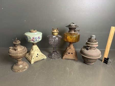 5x assorted oil lamps for refurbishment