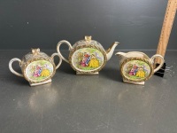 Saddler (Eng) teapot, sugar bowl and milk jug