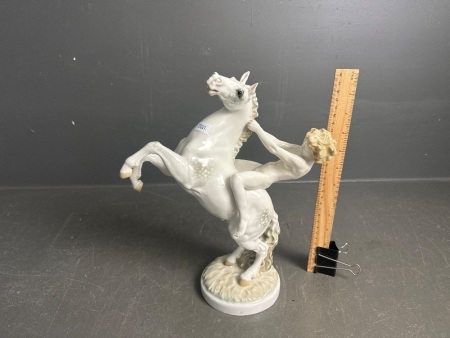 Hutschenreuther Selb Girl on Rearing Horse porcelain figurine - marked K. Tutter to base - 310mm(H)