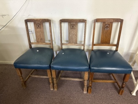 3 vintage chairs leatherette upholstered