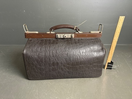 Vintage croc skin look Gladstone bag made by J.G Sonergeld (QLD)