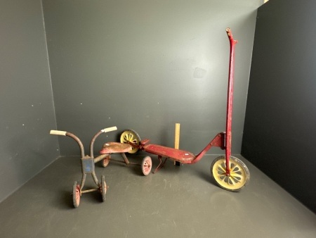 Vintage push scooter & trike for restoration