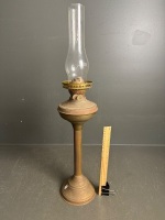 Tall brass/copper double burner oil lamp with chimney - 2