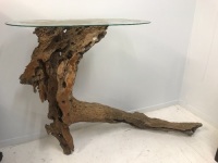 Artistic Tree Root with Glass Table Top