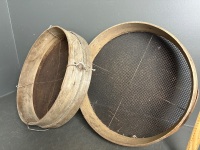 2 x Antique Wooden Grain Sieves - 2