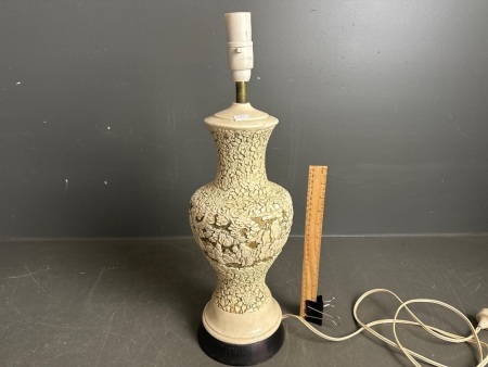 Asian scene carved ceramic lamp