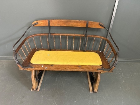 Vintage iron and wooden buggy seat (2 seater) - early 1900s