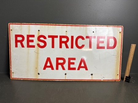 Enamelled metal sign - Restricted Area - by Eastern International