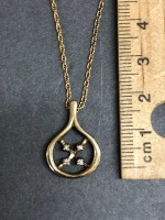 9ct Gold Diamond Set Pendant & Chain - 3