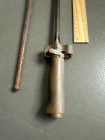 French bayonet/sword with brass handle and metal scabbard - marked with makers mark and numbered 3050 - 3