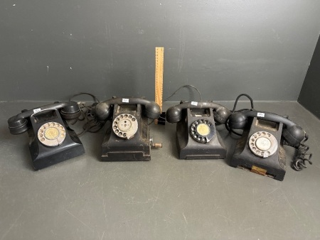 4 vintage bakelite telephones