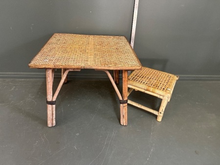 Cane side table and desk table