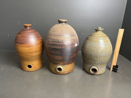 3 Bendigo Pottery Epsom stoneware barrels