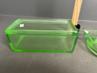 Uranium glass butter dish and lemon squeezer - 4