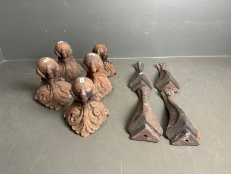 Assorted cast iron feet/legs - 2 complete sets + 1 extra