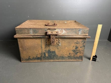 Vintage metal travel trunk