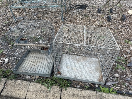 2 galvanised bird cages