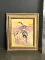 Framed acrylic on board painting -Feeding Time- signed Bette Hays - 290 x 340mm