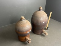 2 Bendigo Pottery Epsom spirit barrels - 4