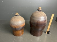 2 Bendigo Pottery Epsom spirit barrels - 5