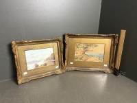 2 x Framed Antique Landscape art works