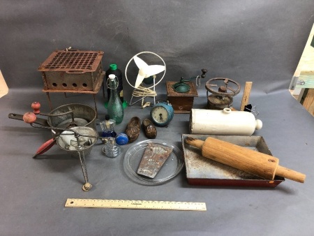 Collection of French Kitchenalia inc. Coffee Grinder & Portable BBQ