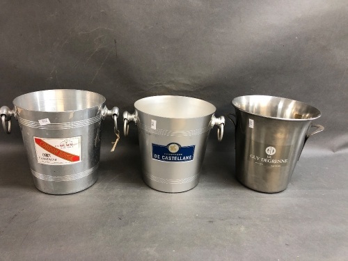 3 French Alluminium Champagne Buckets inc. MUMM