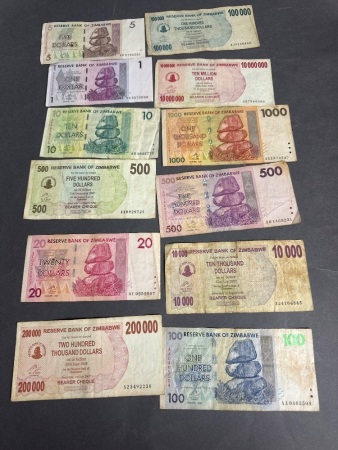 Collection of ZIMBABWE Banknotes