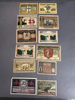 Collection of early 1920s GERMANY Notgeld Emergency money banknotes