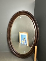 Oval Victorian Wooden Framed Mirror - 2