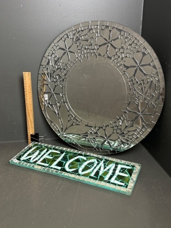 1 Decorator Mosaic Mirror & 1 Welcome Mosaic Sign