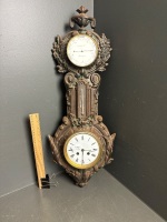 J J Wainwright & Co. Birmingham Cast Iron Clock, Thermometer & Barometer