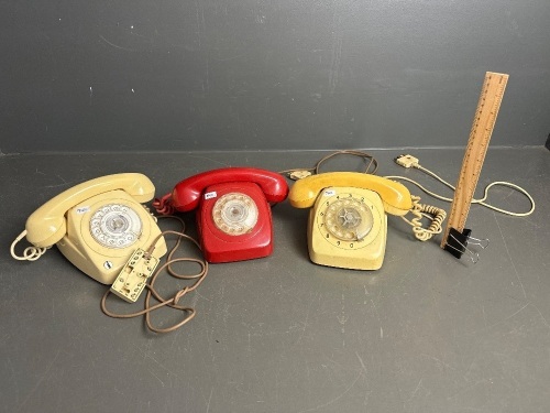 3 x Circa 1980s Dial Telephones