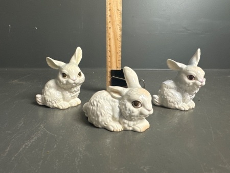 3 Rare Goebel West Germany Bunny Rabbit Figurines 34 815 09