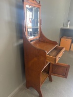 Antique Victorian Oak Washstand with Mirror, Drawer & Cupboard - 4