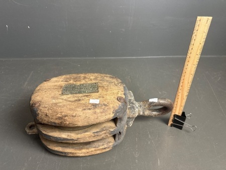 Antique Heavy 2 reel Block & Tackle