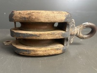 Antique Heavy 2 reel Block & Tackle - 2