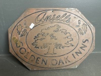 Ansells Golden Oak Inns Brass Sign & Ansells Traditional Al Sold Here Metal sign - 4