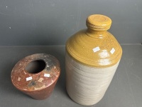 Stoneware Demijohn with Lid & Stoneware Vase - 2