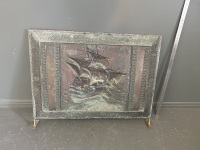 Embossed brass fire screen - 2